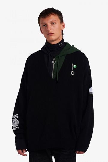 Fred Perry SK1960 Miesten Neuleet Mustat | FI 1728RVDW